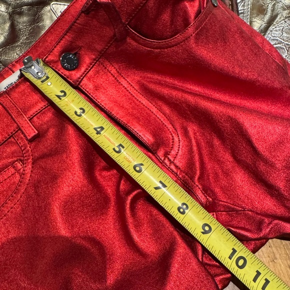 NWT Zadig & Voltaire RED Phlame Metallic Lamb Leather Pants *Rare! - Picture 8 of 15